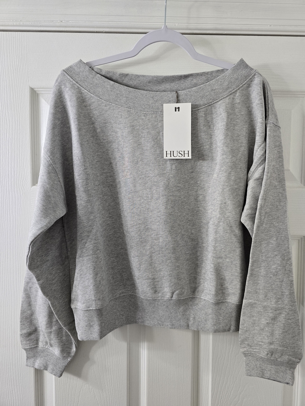NWT Hush Women's Grey Off-Shoulder Sweatshirt - Medium